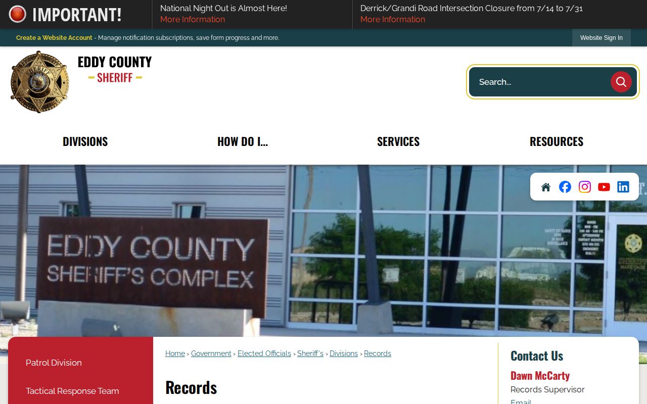Eddy County Sheriff records route for 24-hour release confirmation