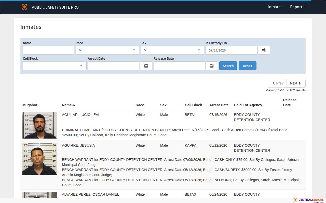 Eddy County released inmate search and release record portal